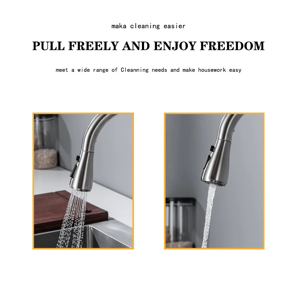 Smart Touchless Kitchen Faucet Brushed Poll Out Infrared Sensor Faucets Black/Nickel Infrared Water Mixer Taps