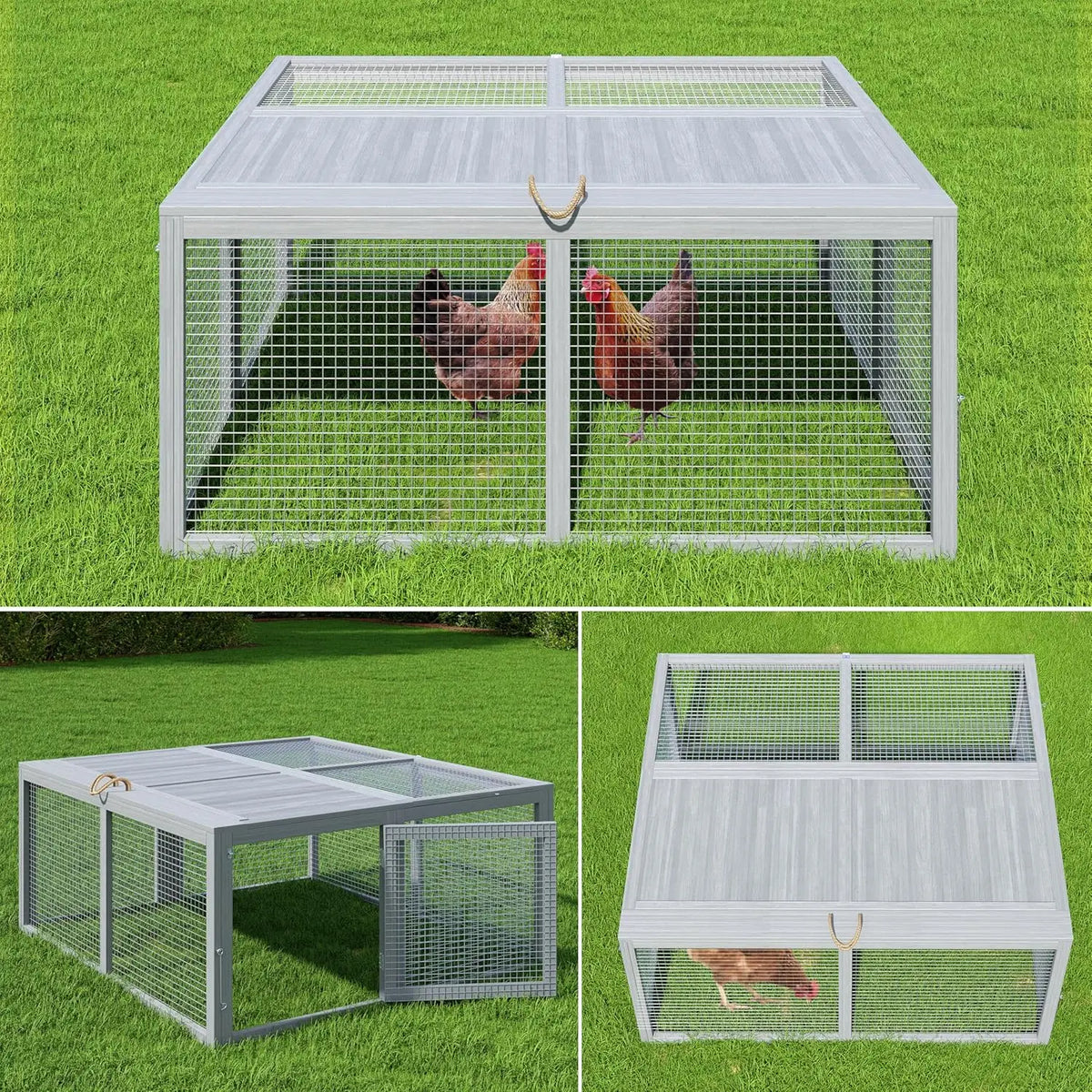 HiMISS Folding Wooden Chicken Coop And Rabbit Hutch Run