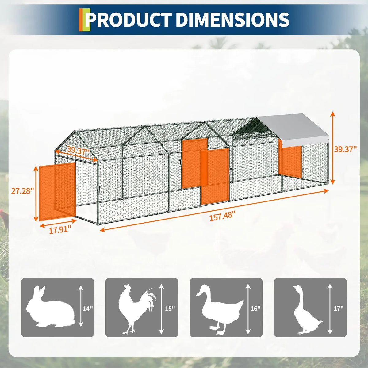 HiMISS Heavy Duty Walk In Chicken Run With UV Cover
