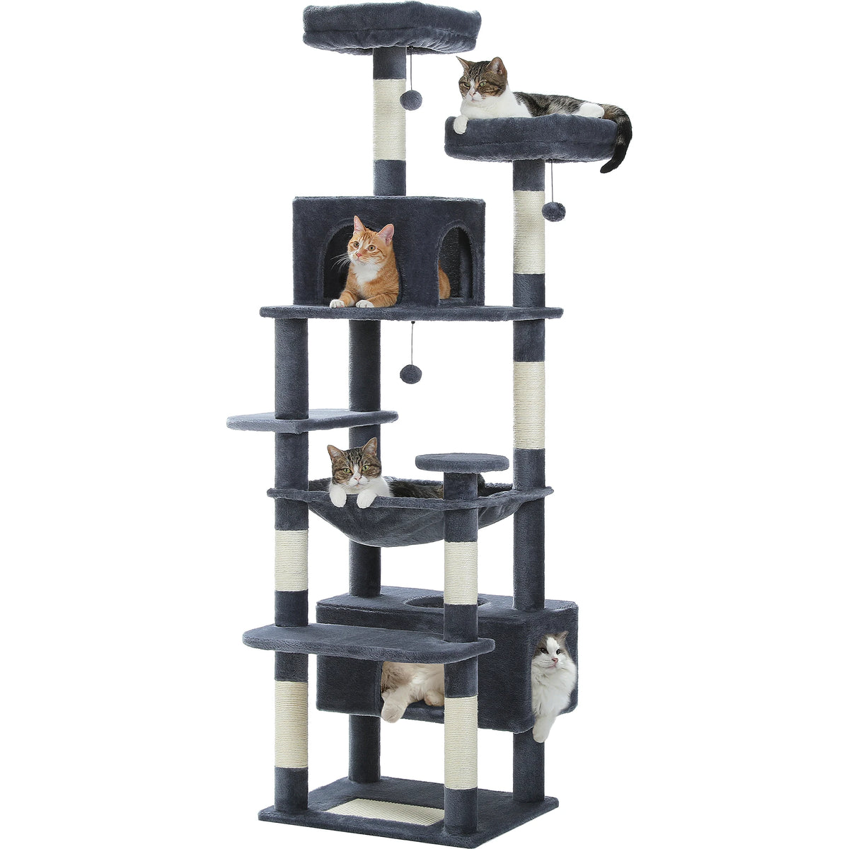 PEQULTI Five Level Cat Tree Tower With Scratching Posts Hammock