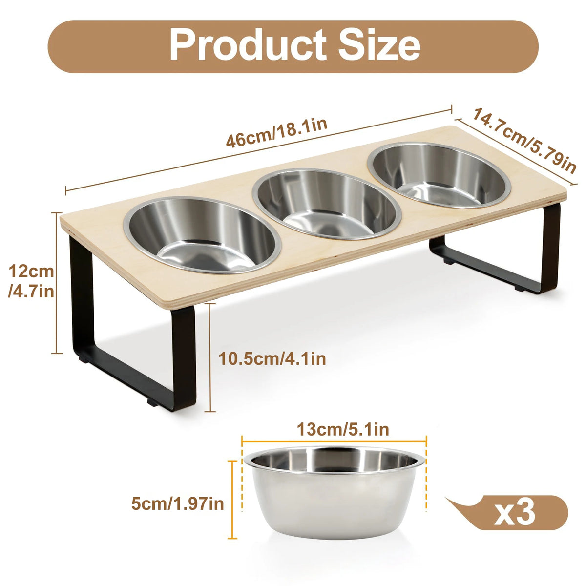 Petraavel Tilted Raised Cat Bowl Feeder With Stainless Steel Stand