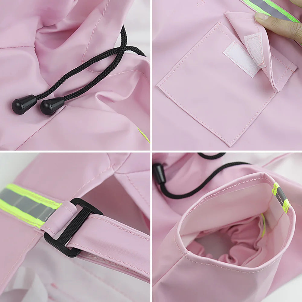 Waterproof Hooded Dog Raincoat With Reflective Windproof Protection