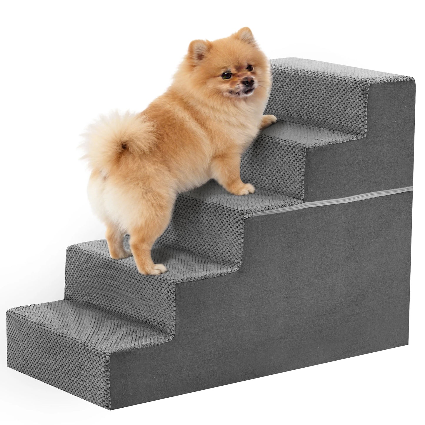 Foam Pet Stair Ramp With Curved Steps For Indoor Dogs