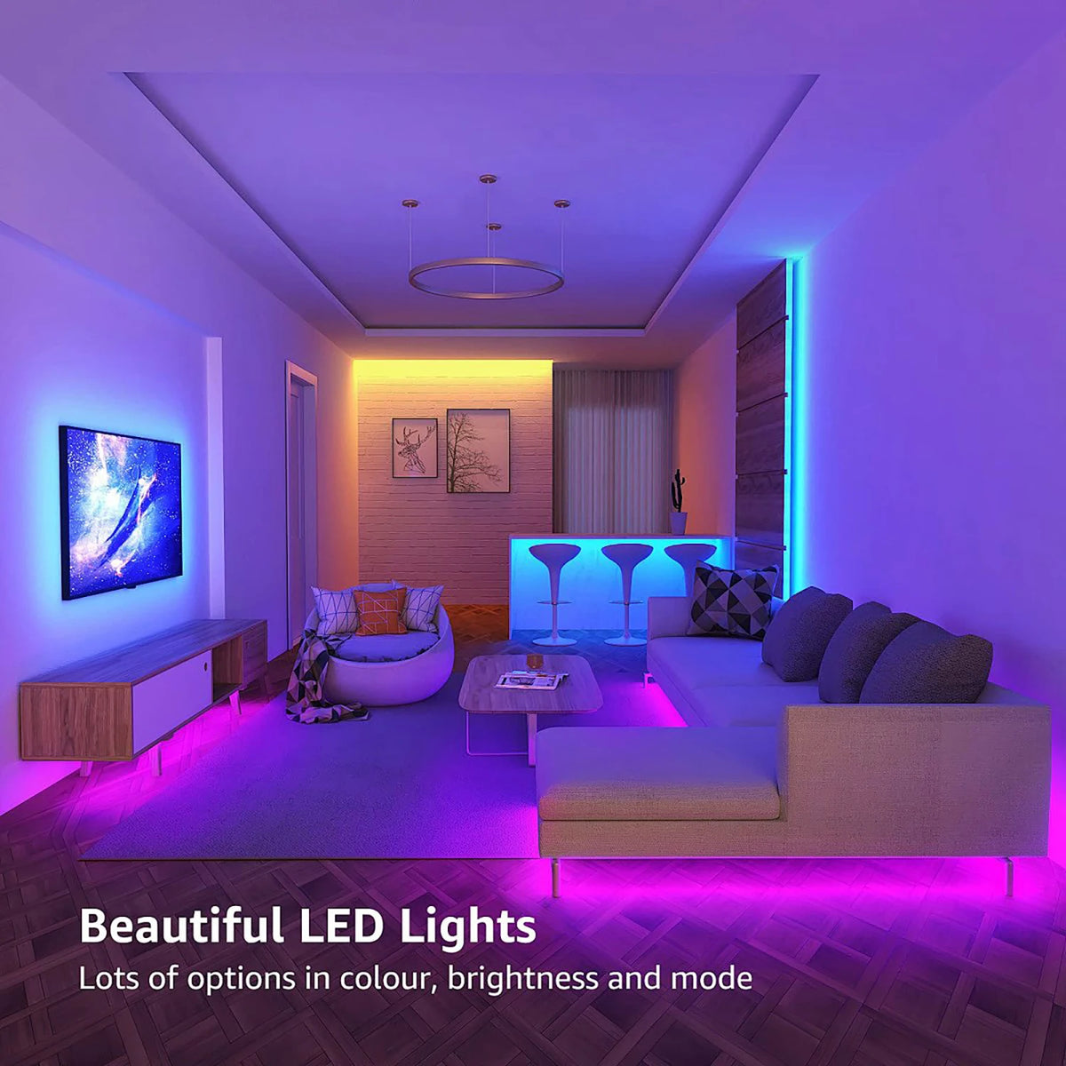 100FT Bluetooth LED Strip Lights, RGB Color Changing Led Strip Lighting with 24-Key Remote and APP Control, Music Sync Lights