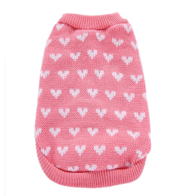 Cute Heart Knit Warm Pet Sweater For Dogs And Cats
