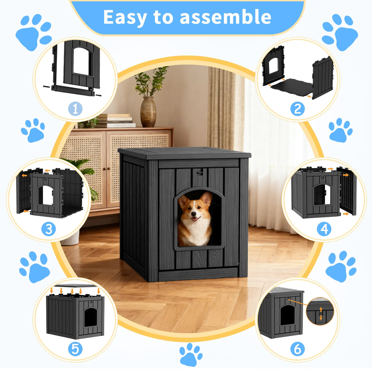 Resin Cat House End Table Waterproof Indoor Outdoor Pet Kennel