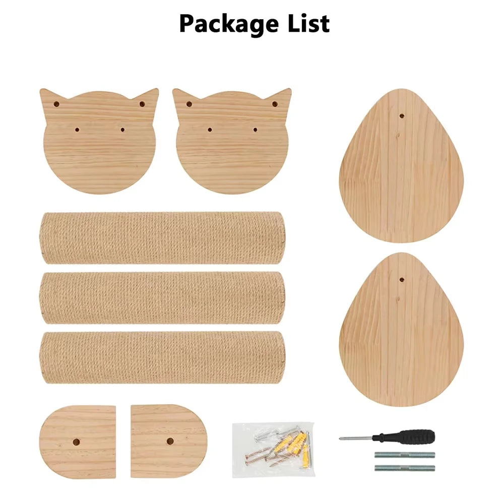 Wall Mounted Sisal Cat Tree With Scratching Posts And Hammock