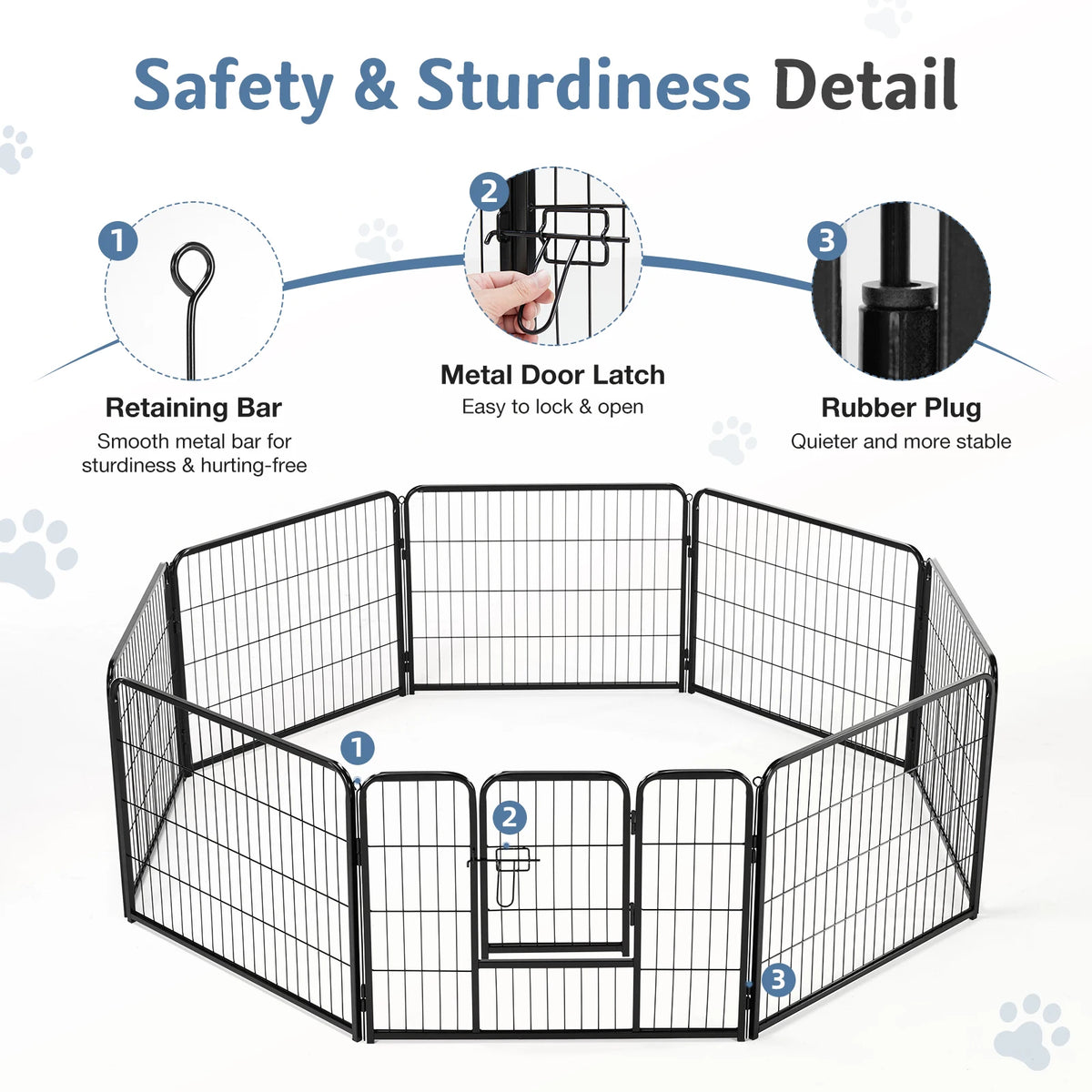 JHK Durable Metal Dog Playpen Foldable Pet Exercise Fence