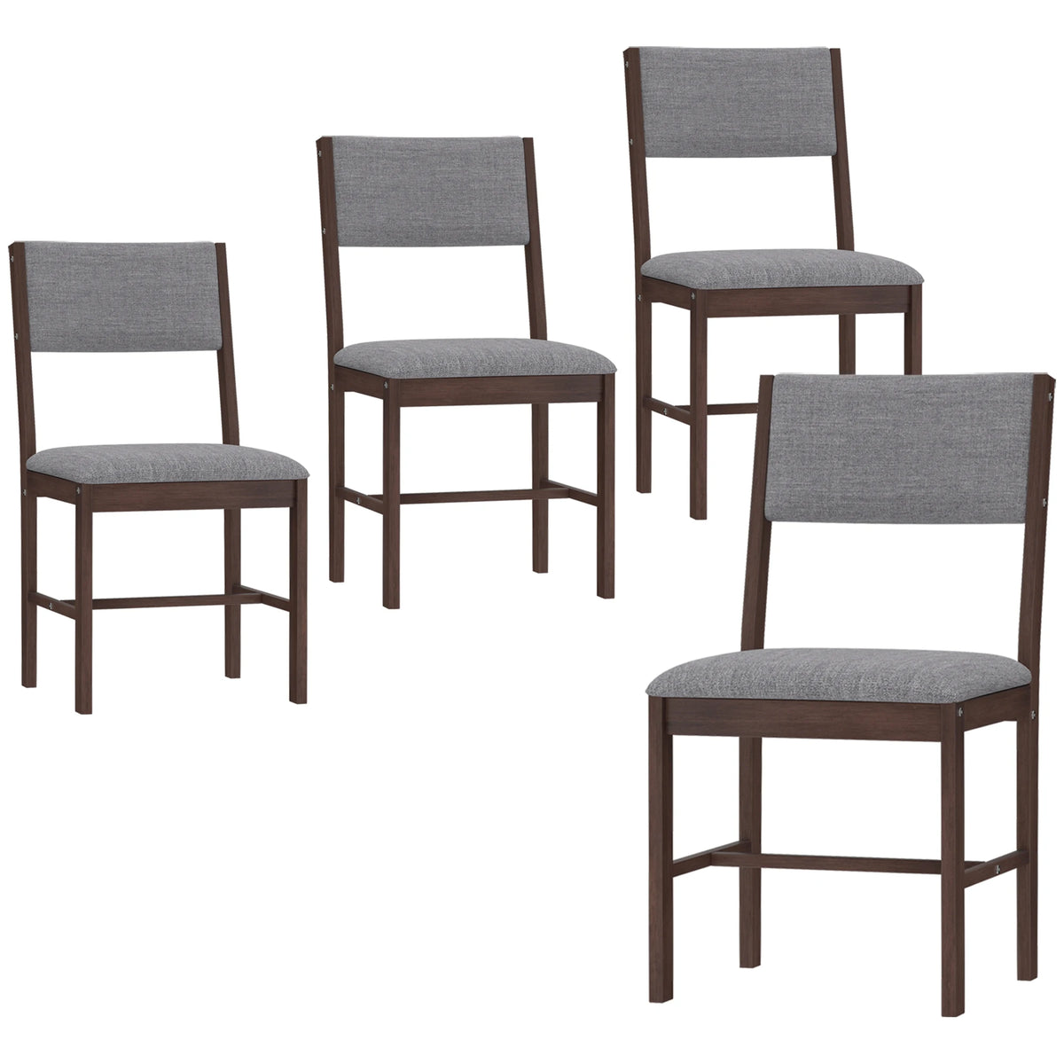 Homcom Solid Wood Dining Chairs Linen Upholstered Modern Kitchen Set