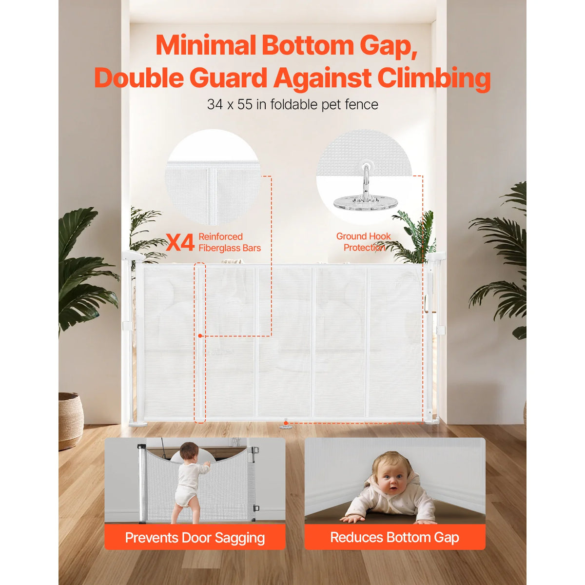 SucceBuy Retractable Baby And Pet Safety Gate For Indoor Home