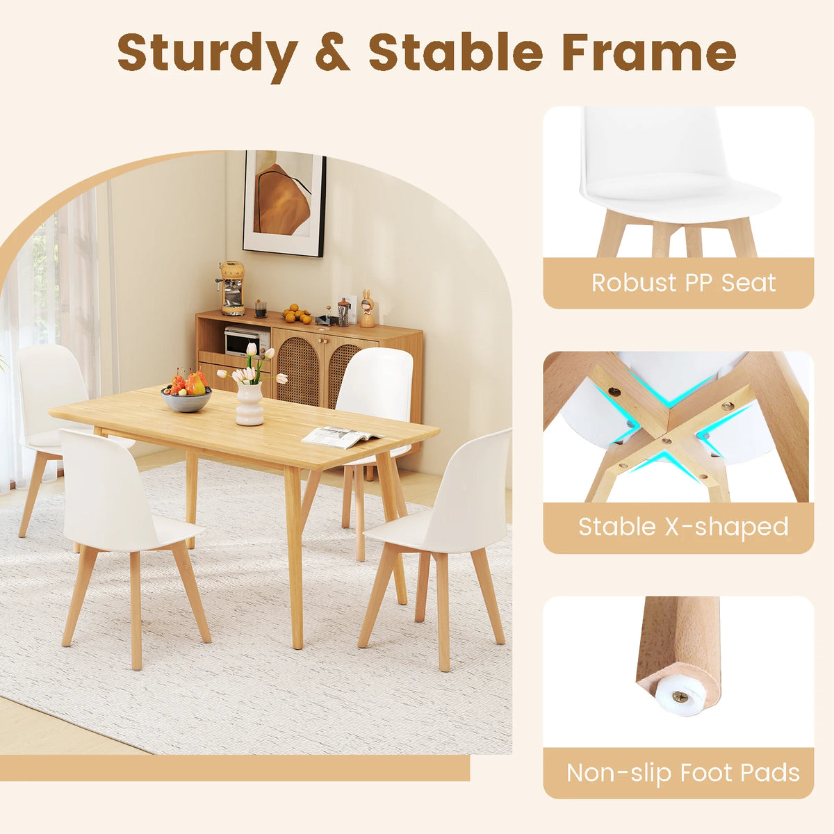 Homasis Modern Armless Wood Dining And Kitchen Chairs