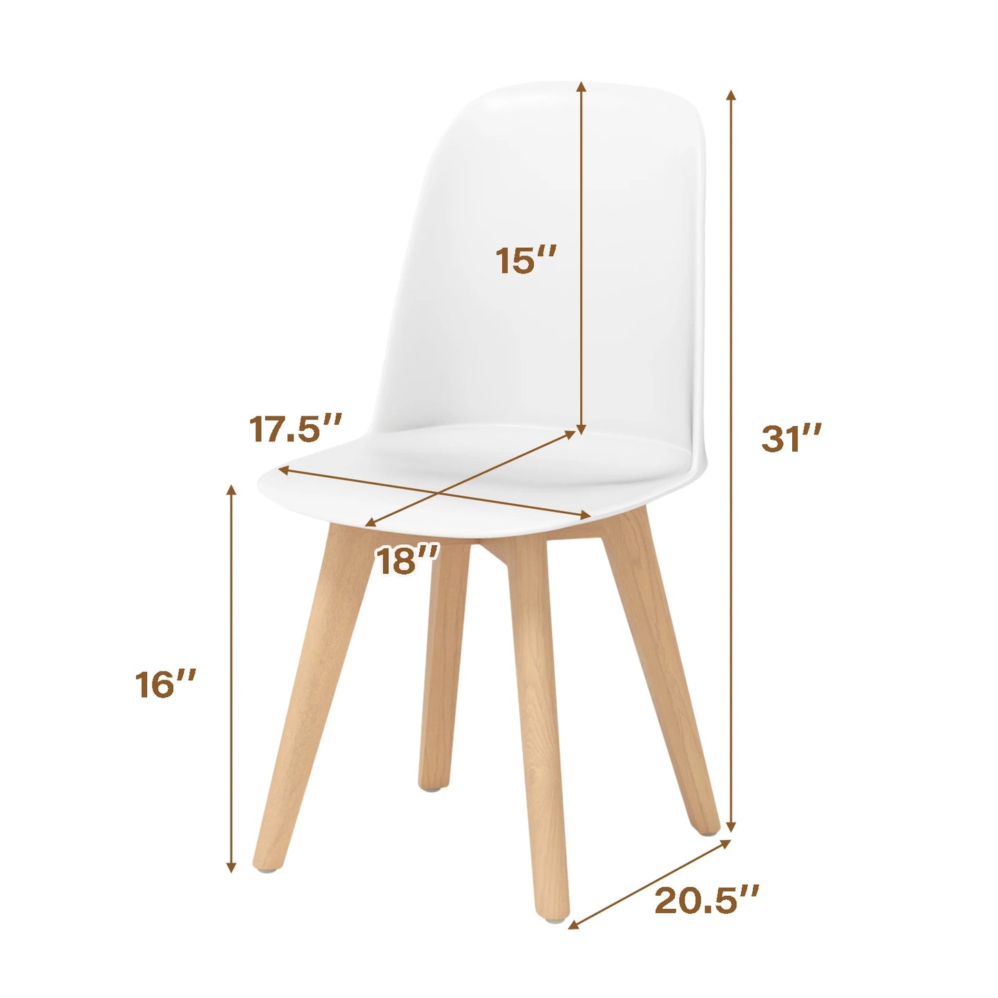 Homasis Modern Armless Wood Dining And Kitchen Chairs