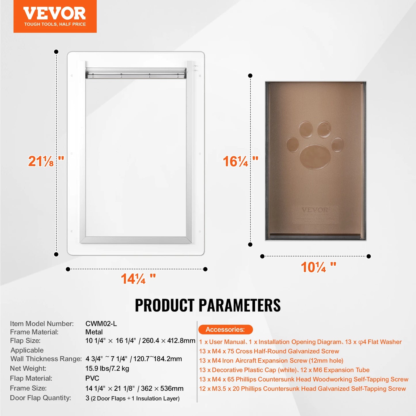 Weatherproof Metal Pet Door With Secure Lock And Triple Flap