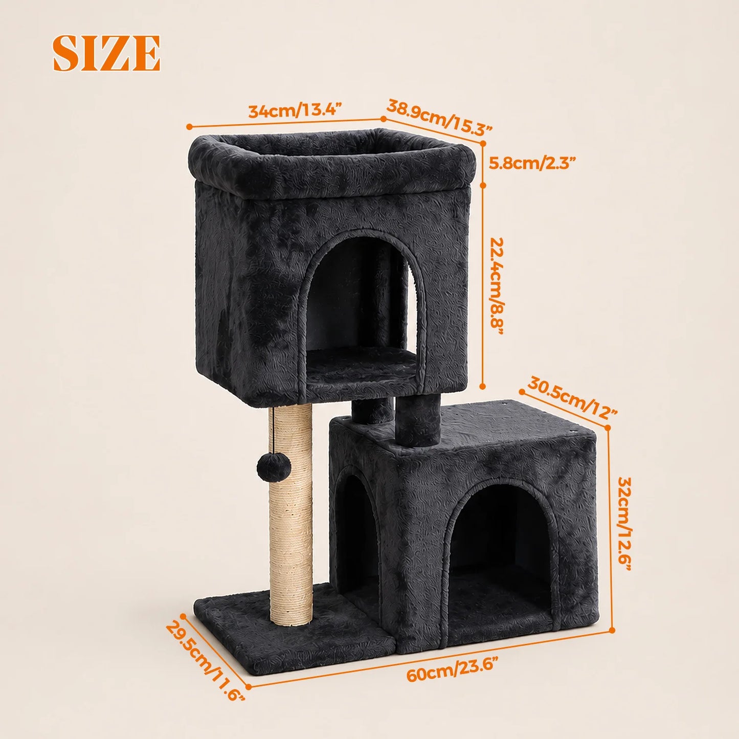 PAWZ Road Cat Tree with Sisal Scratching Posts Cozy Condos