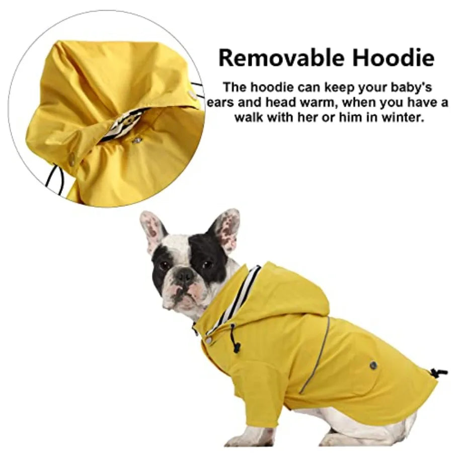 Dog Reflective Zip Up Raincoat With Hood And Leg Coverage