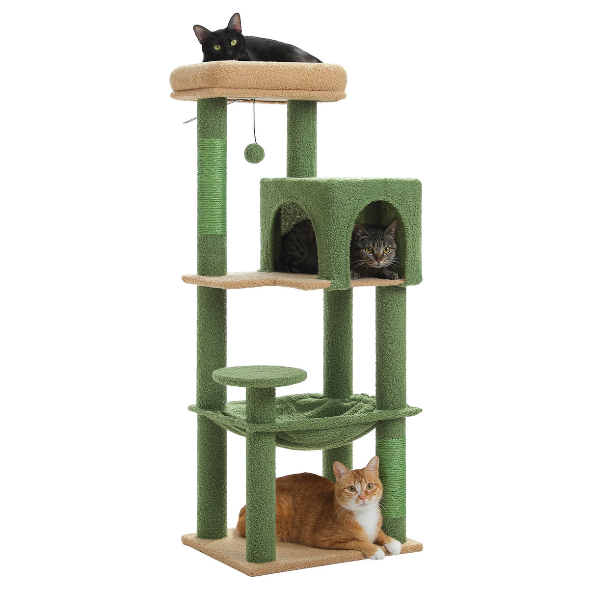 Pequlti Five Level Cat Tree With Sisal Scratcher And Hammock