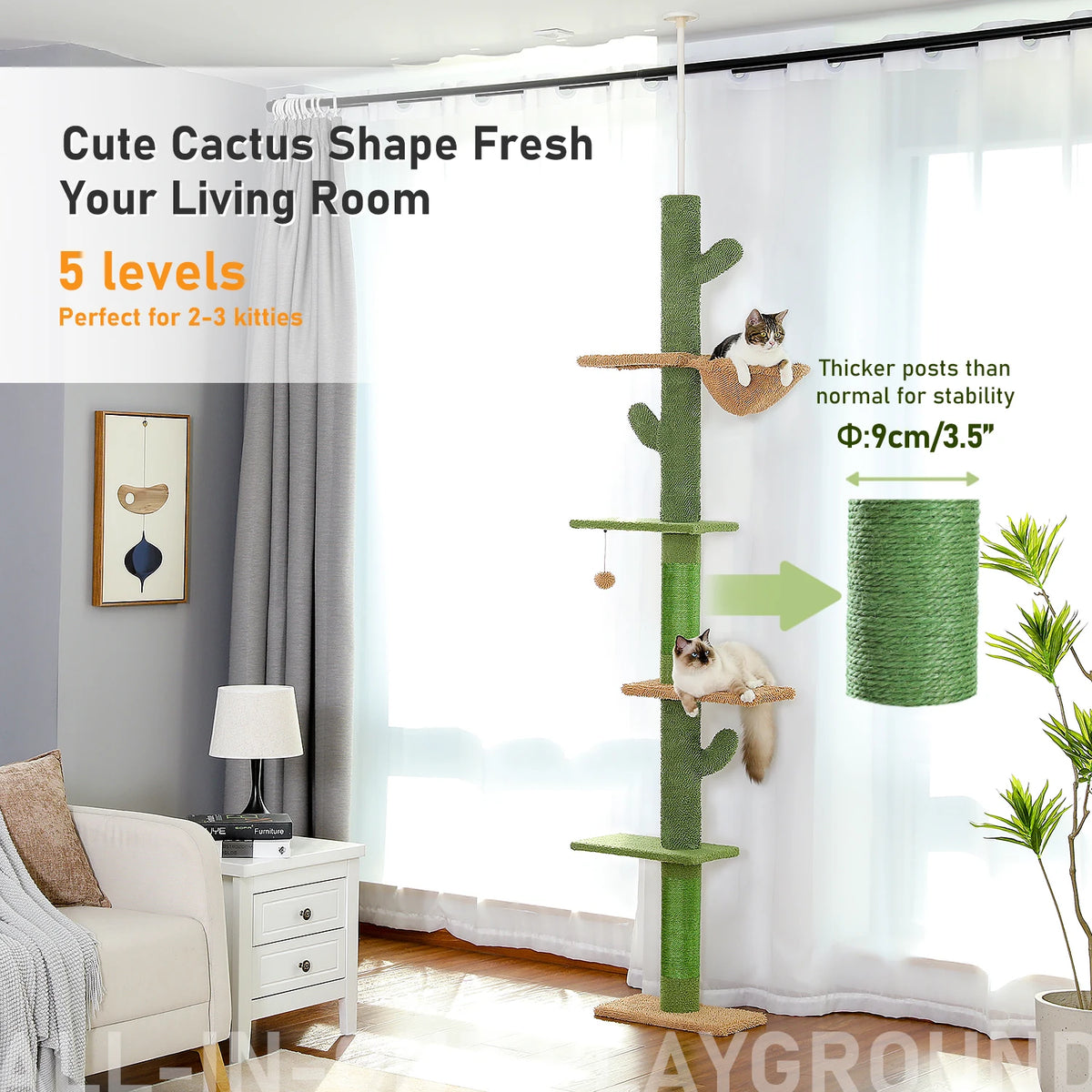 Pawz Road 5 Tier Cactus Cat Tower With Hammock Scratcher