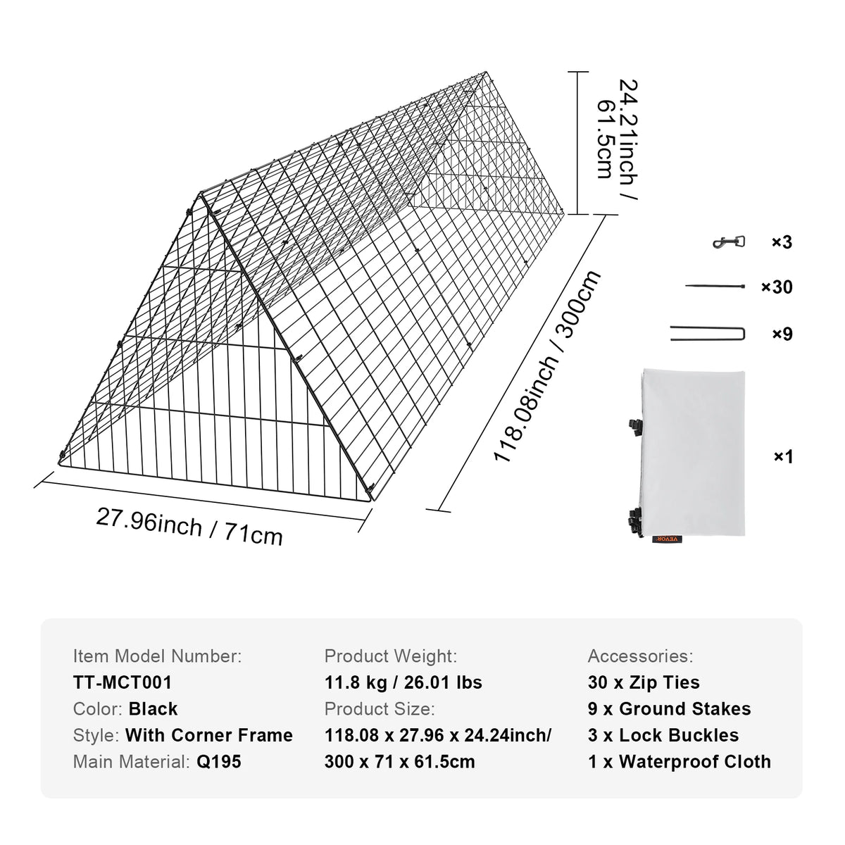SucceBuy Portable Chicken Tunnels With Corner Frames for Yard