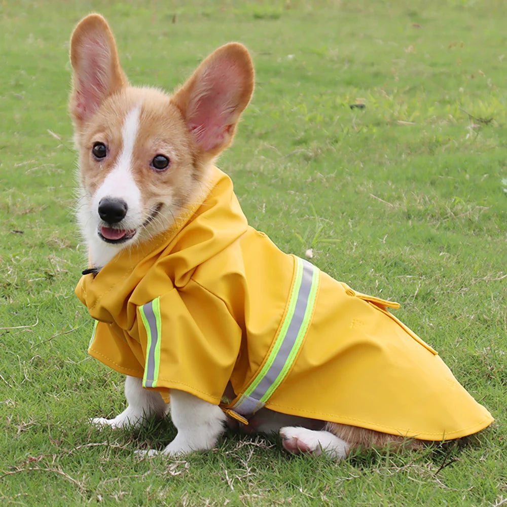 Waterproof Hooded Dog Raincoat With Reflective Windproof Protection