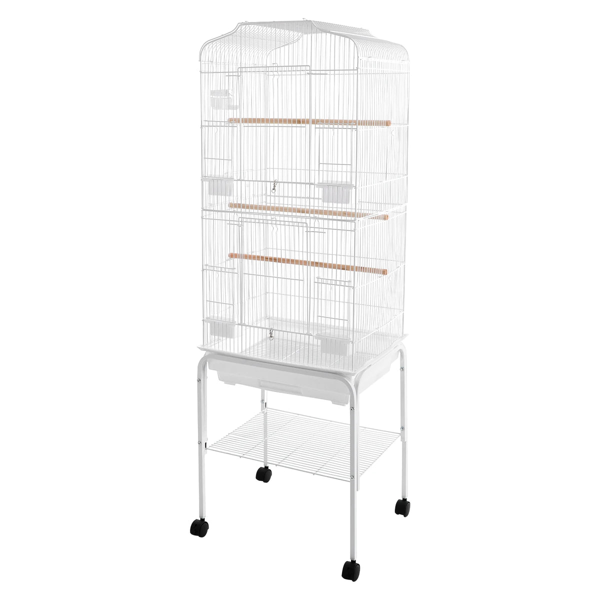 Large Metal Bird Cage With Stand And Wheels For Parrots
