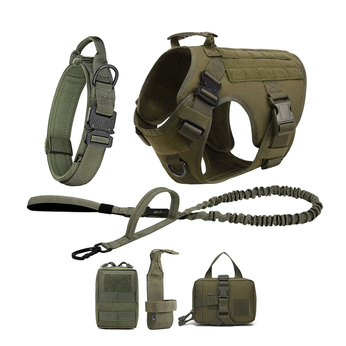 Tactical Nylon Dog Harness With Quick Release And Molle Pouches