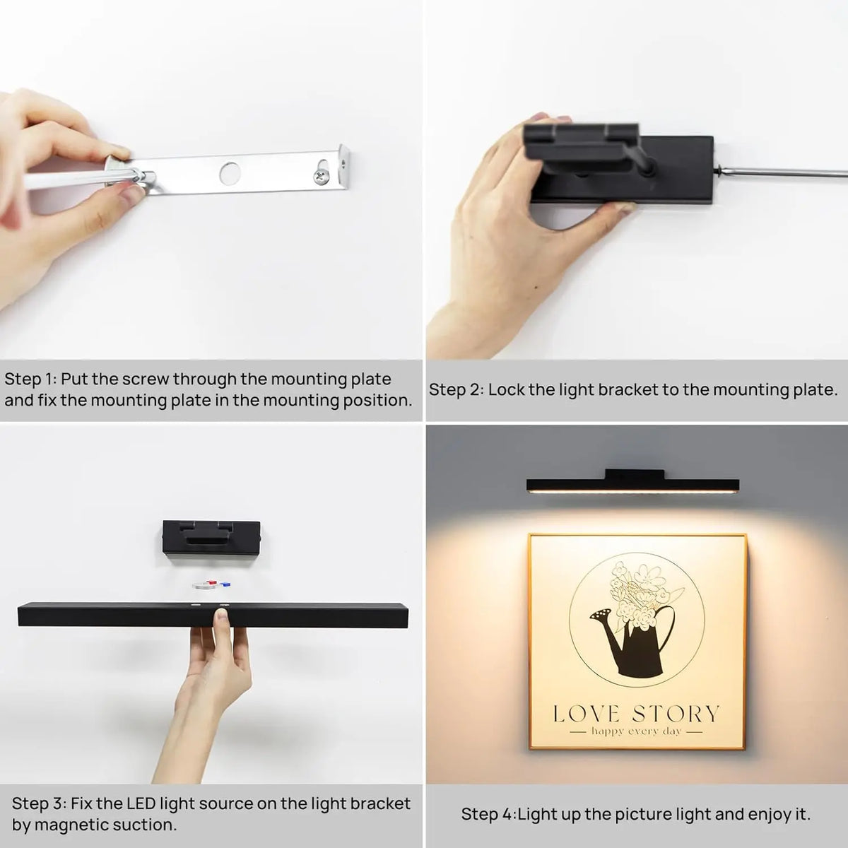 16in Wireless Art Light for Paintings CCT Dimmable Recharging Battery Picture Light with Remote Control for Gallery Dartboard