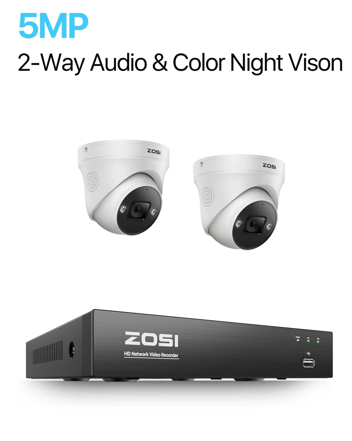 ZOSI 4K 8MP 5MP POE Video Surveillance Kit 8CH H.265 Home CCTV NVR Set Color Night Vision AI Detection IP Security Camera System