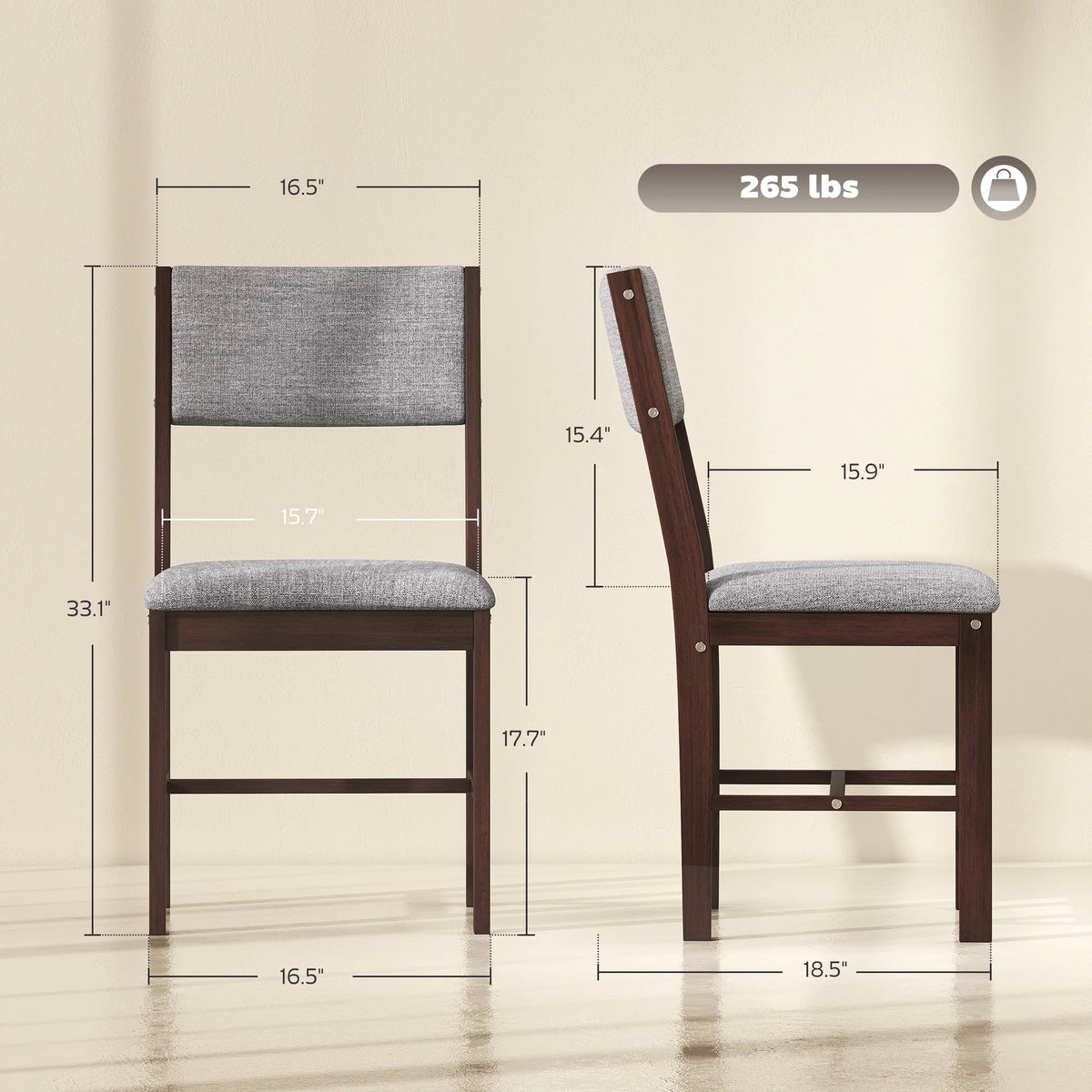 Homcom Solid Wood Dining Chairs Linen Upholstered Modern Kitchen Set
