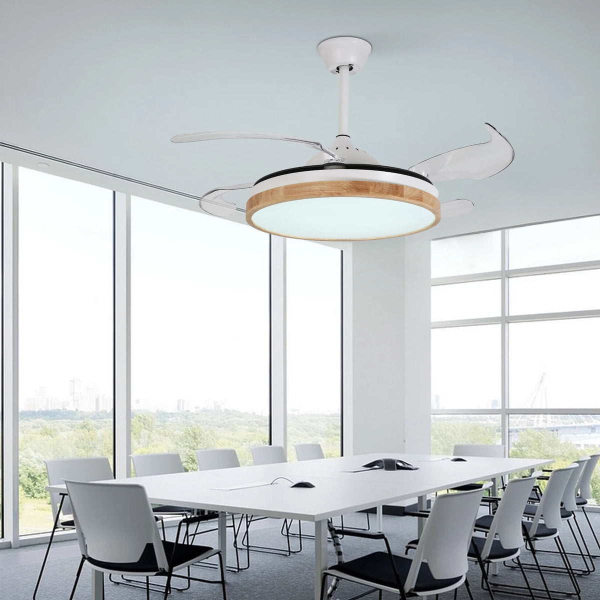 Remote Control Fan Chandelier 42 Inch Ceiling Fan Light 10-22m² Applicable Area Round Chandelier for Bedroom/Kitchen/Hotel