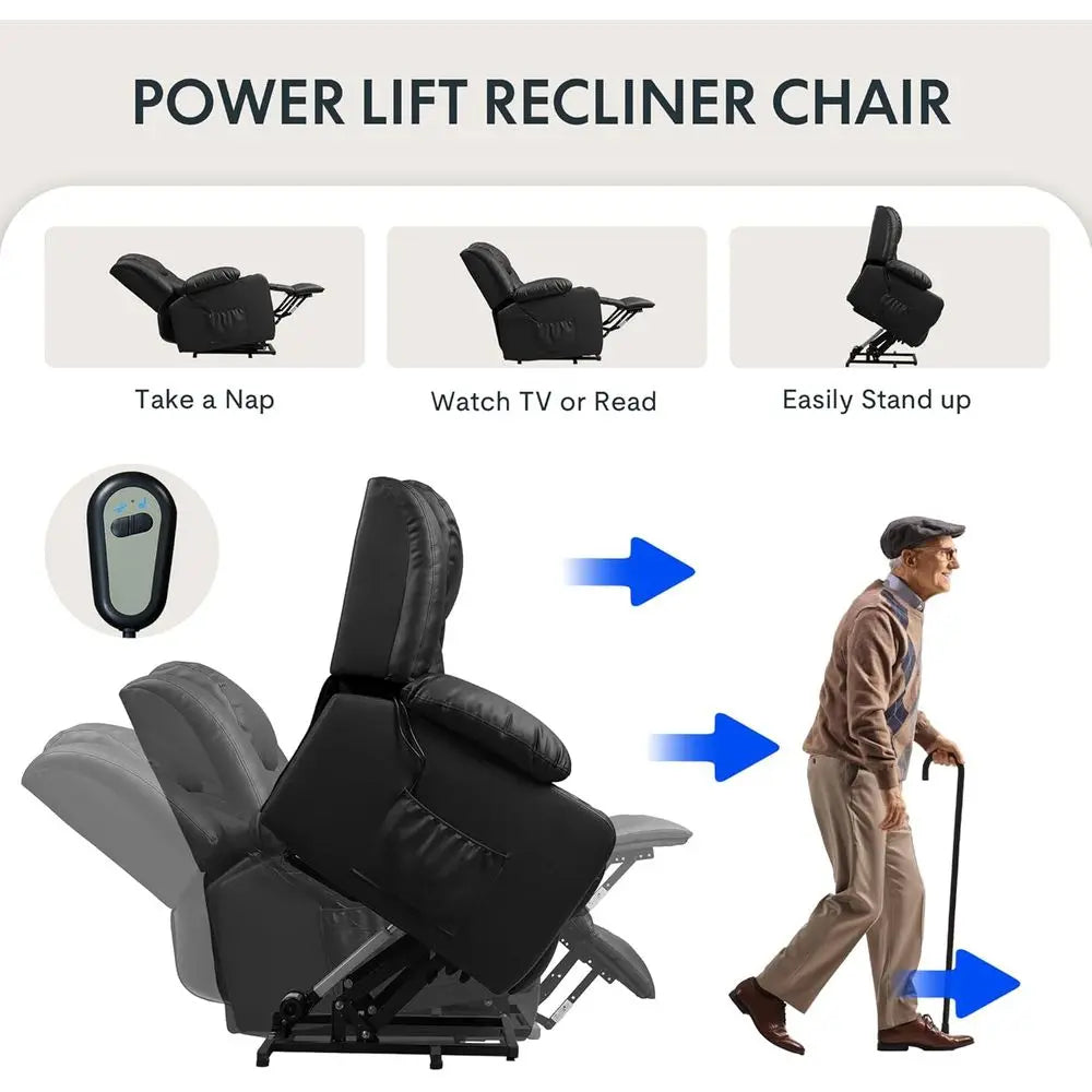 Power Recliner Chair With Massage Heat And Cup Holder