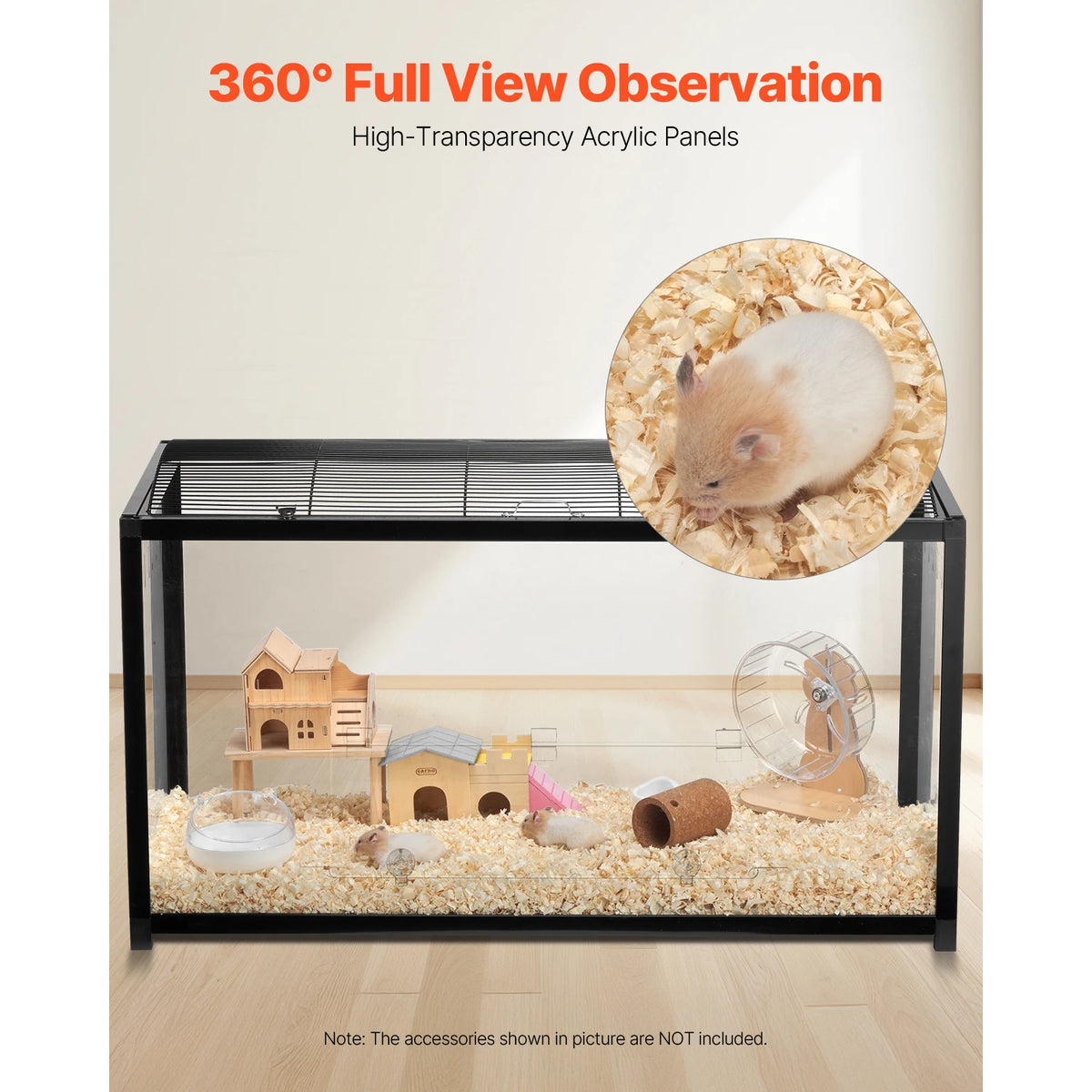 SucceBuy Transparent 360 Degree Hamster Cage With Front Door