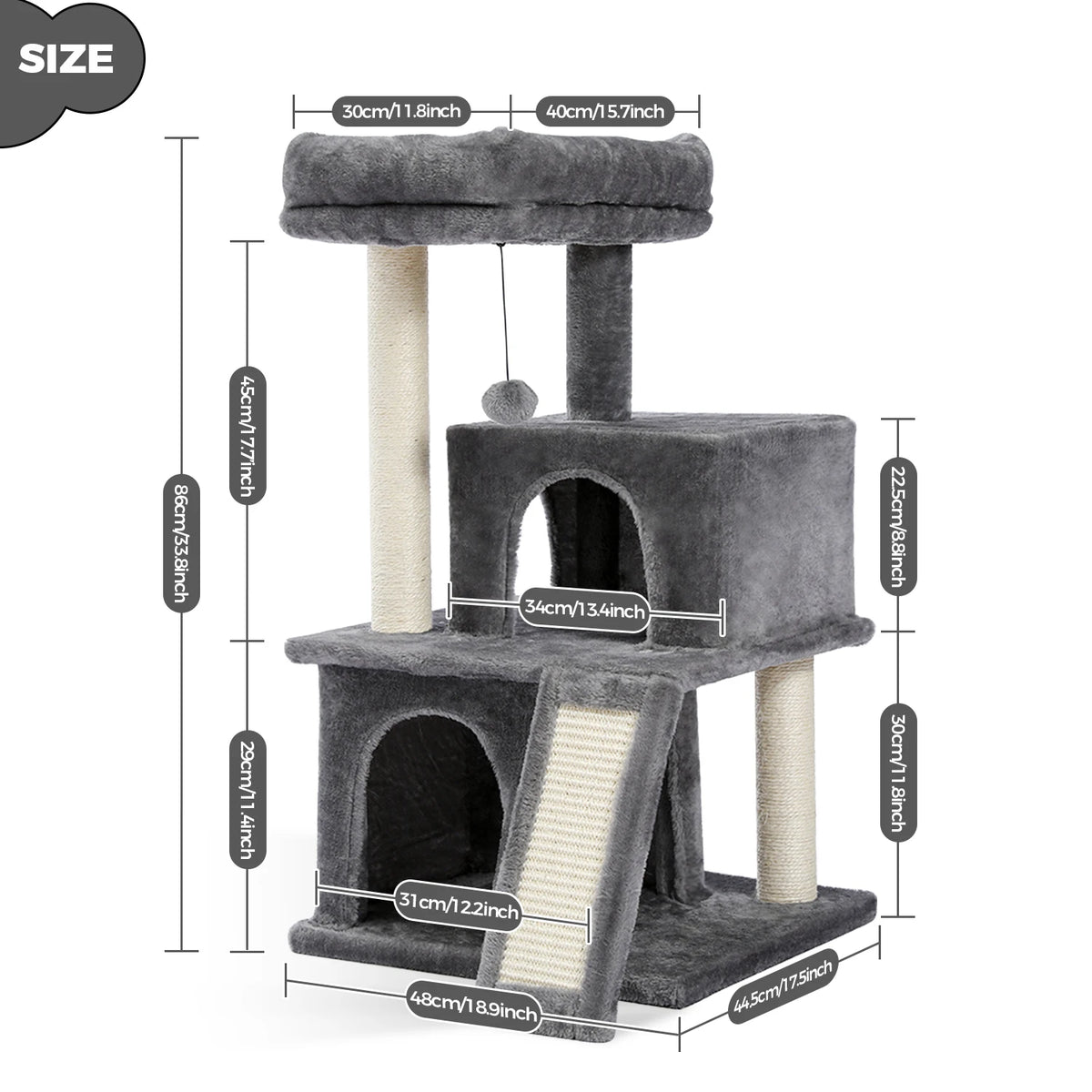 PAWZ Road Multilevel Cat Tower With Double Condo Sisal Posts