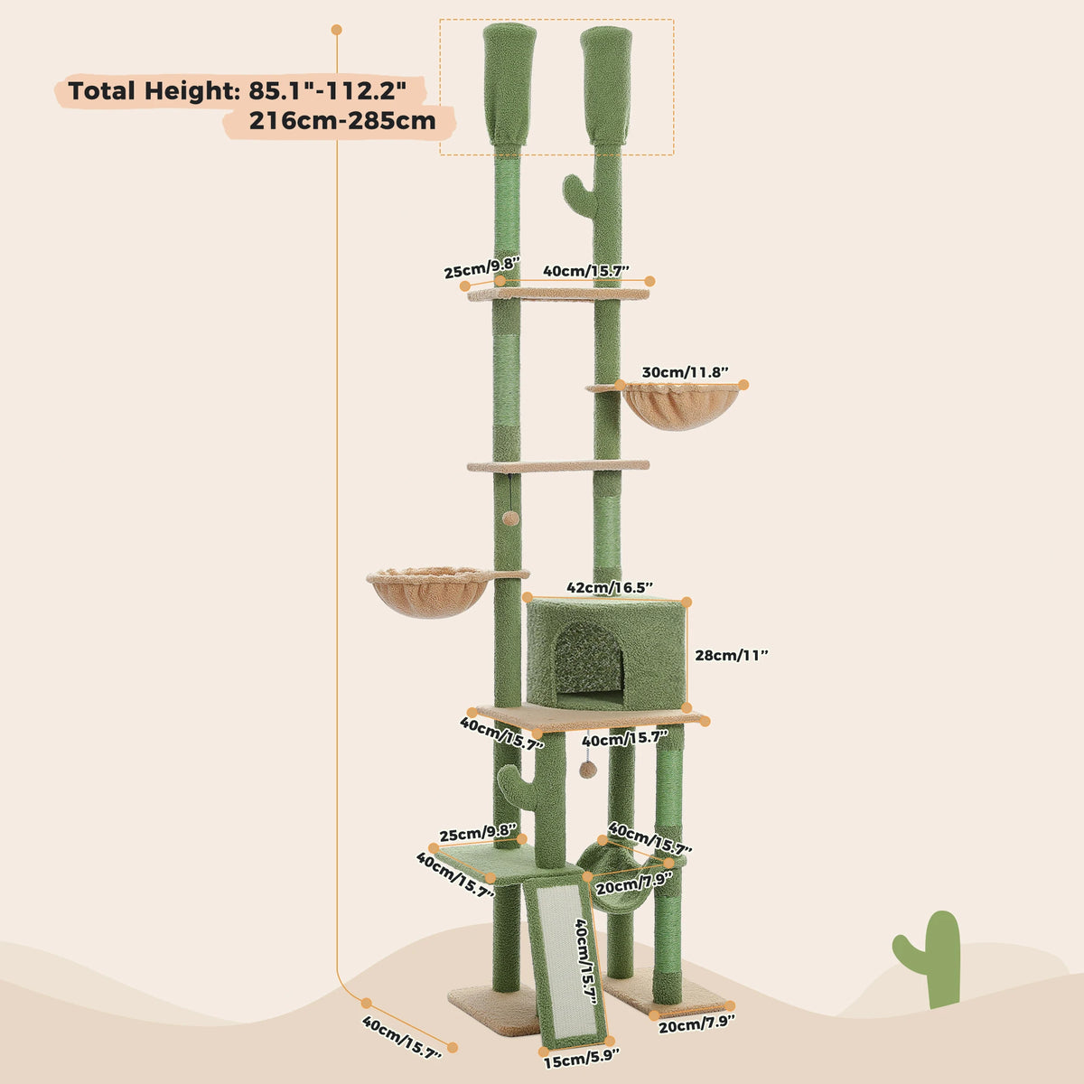 PAWZ Road Floor To Ceiling Cat Tree With Seven Tiers