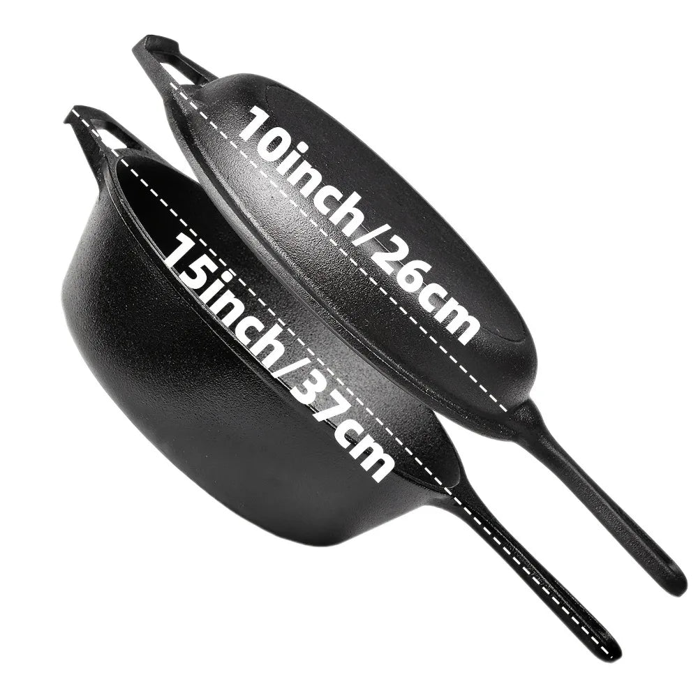 Pre-Seasoned Cast Iron Skillet Set for Oven Grill and Campfire