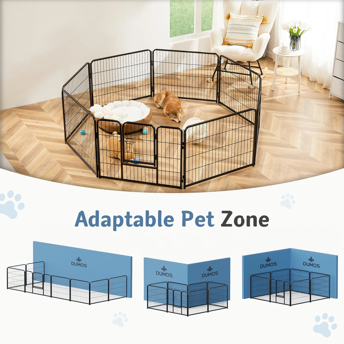 JHK Durable Metal Dog Playpen Foldable Pet Exercise Fence
