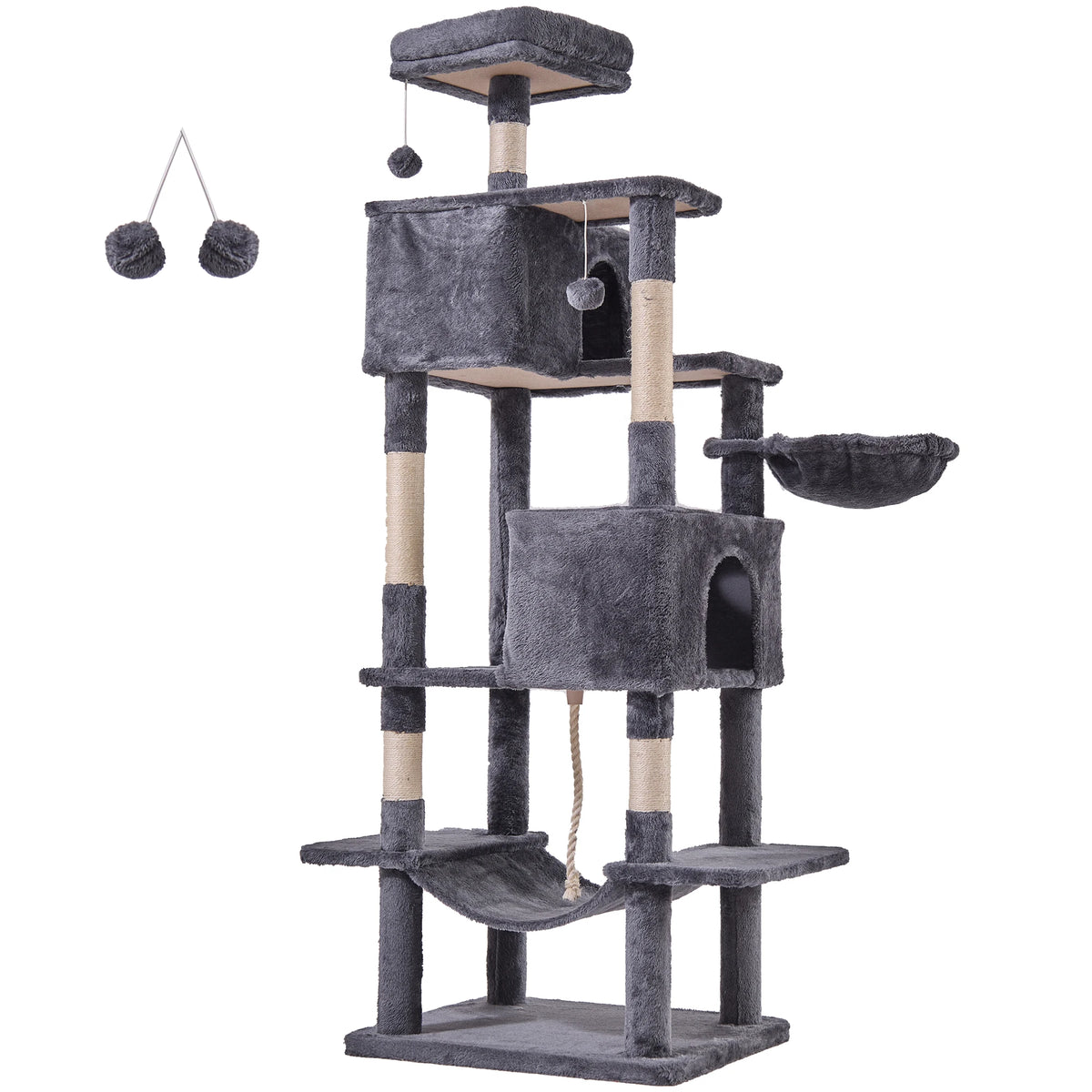 JHK Multi Level Cat Tree With Sisal Posts And Condo