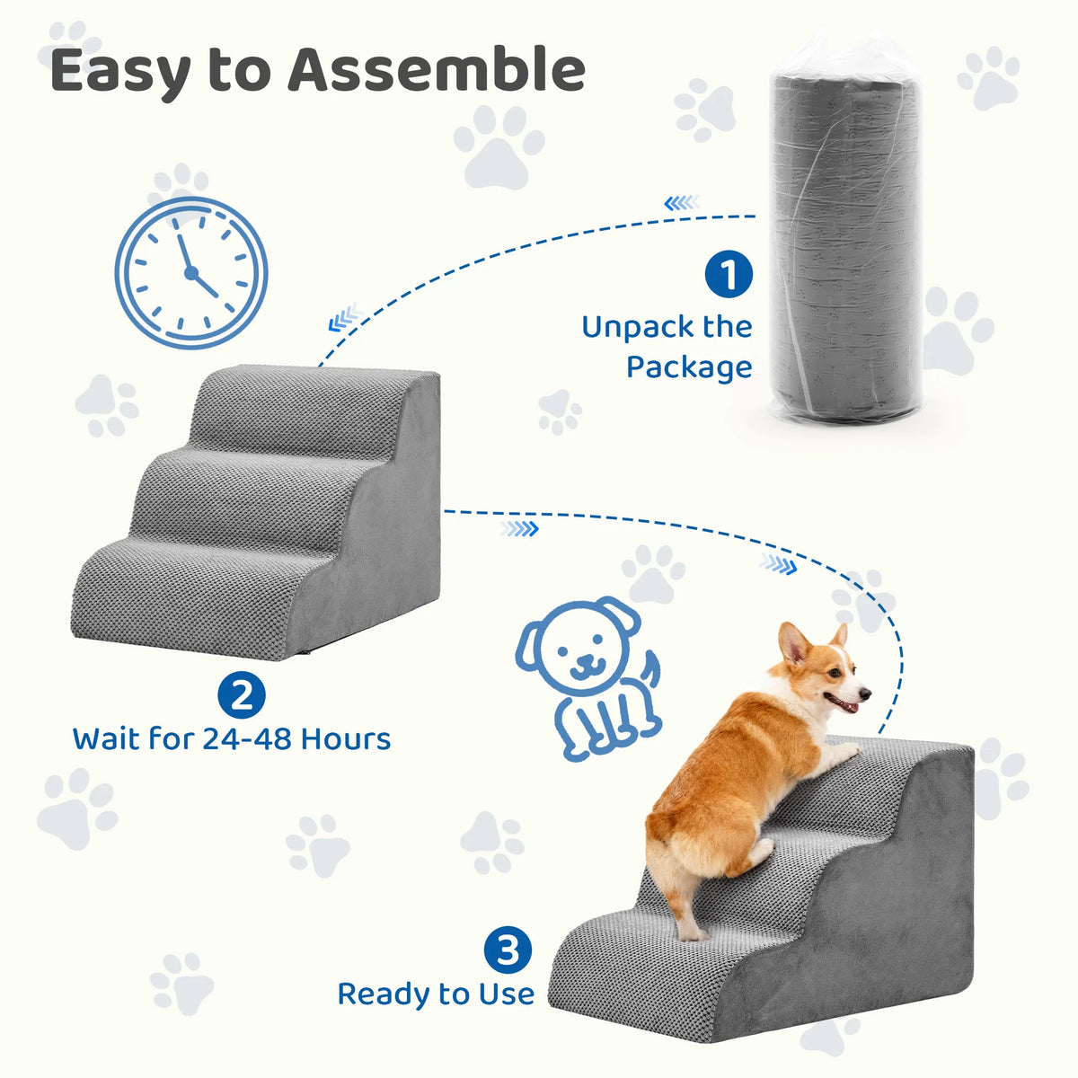 Curved High Density Foam Dog Stairs For Small Pets Indoor