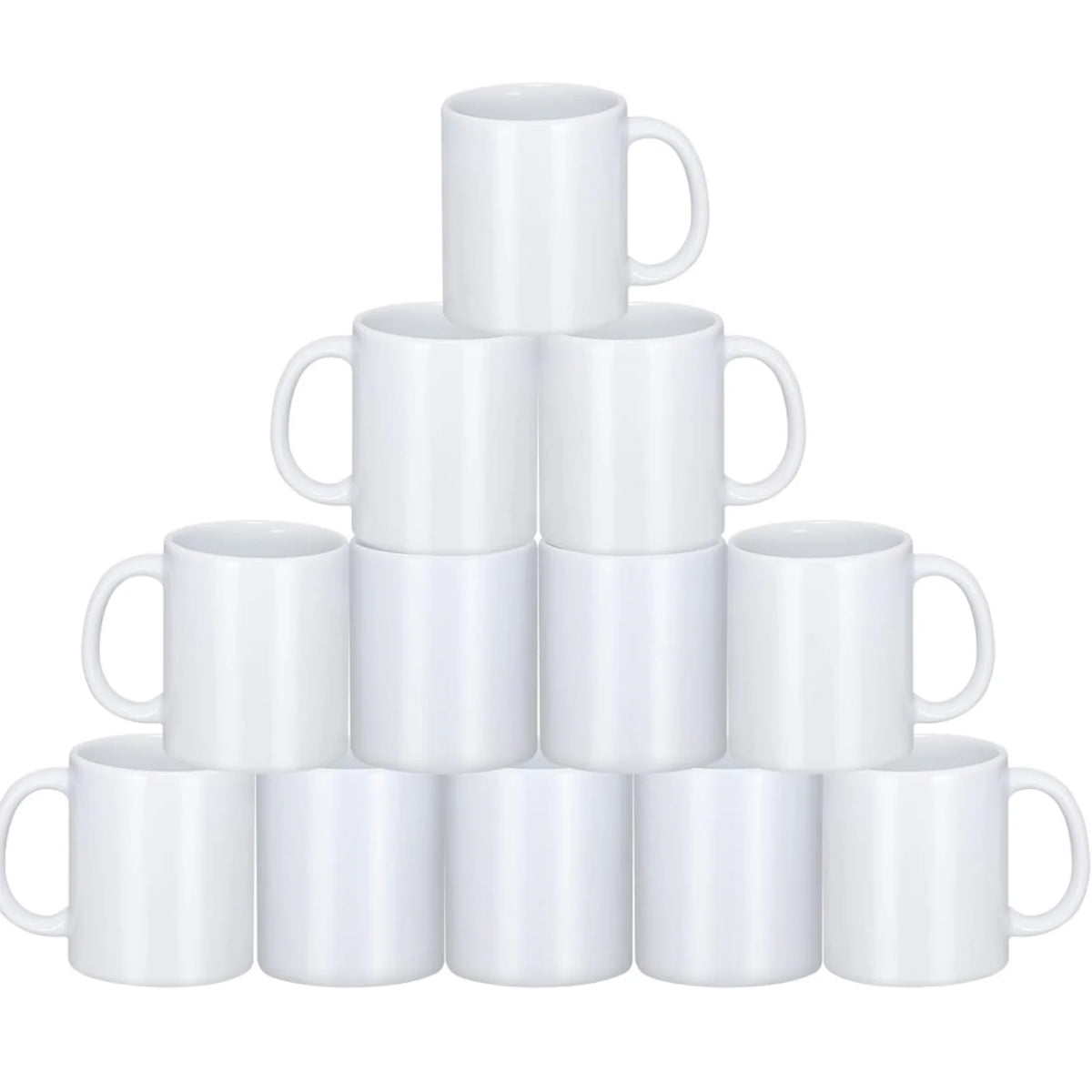 HTVRONT Sublimation Mugs Blank White Ceramic Sublimation Cups, Bulk Mugs for Coffee, Tea, Latte, Soup, Milk, Hot Cocoa 11 oz Set of 12