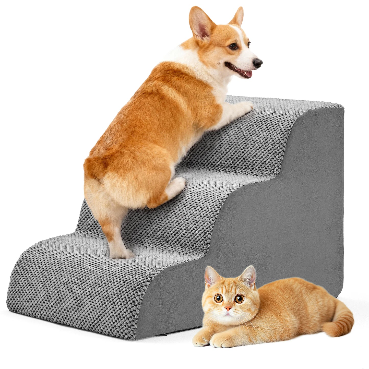 Curved High Density Foam Dog Stairs For Small Pets Indoor