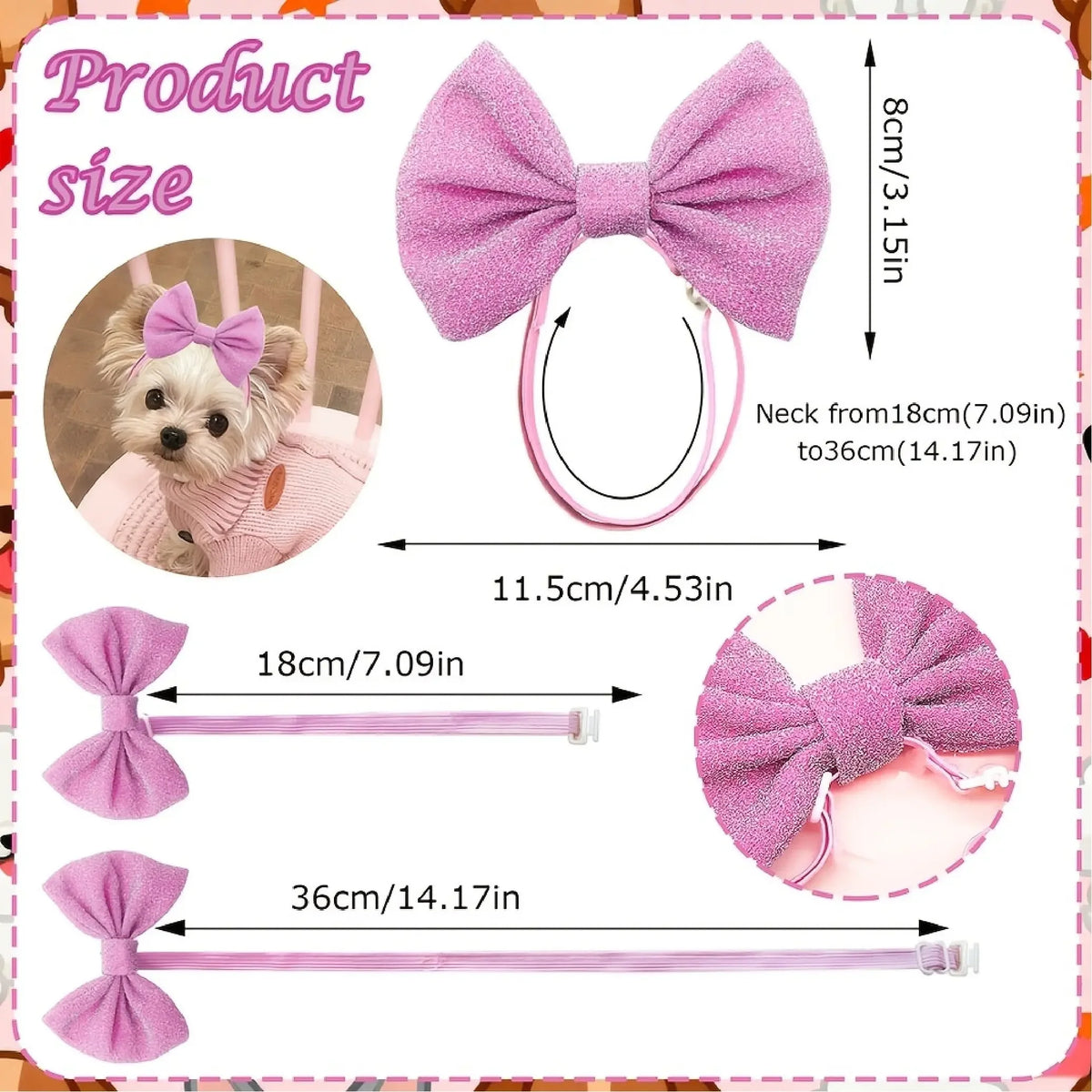 Adjustable Leather Dog Hair Bow Set for Grooming and Styling