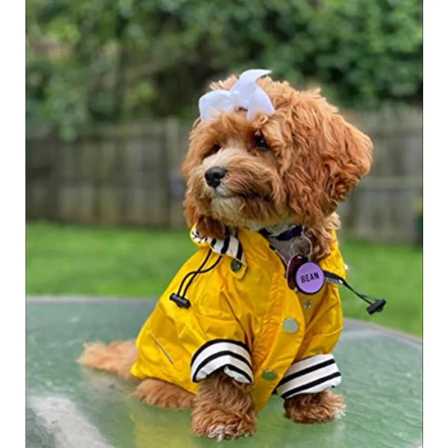 Dog Reflective Zip Up Raincoat With Hood And Leg Coverage
