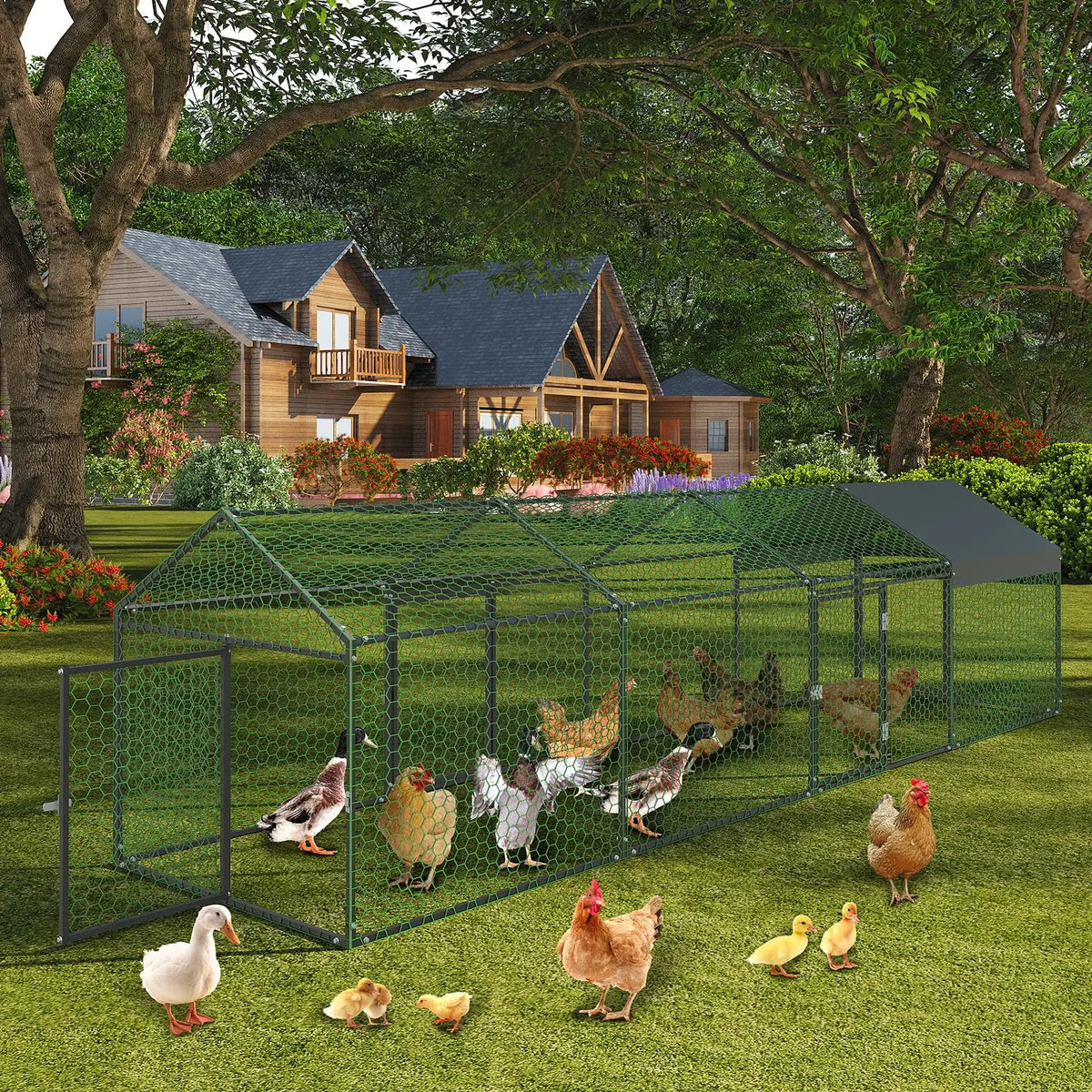 HiMISS Heavy Duty Walk In Chicken Run With UV Cover