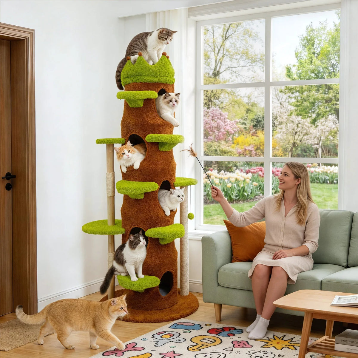 Bingopaw Premium Cat Tower With Sisal Scratcher And Play Cave