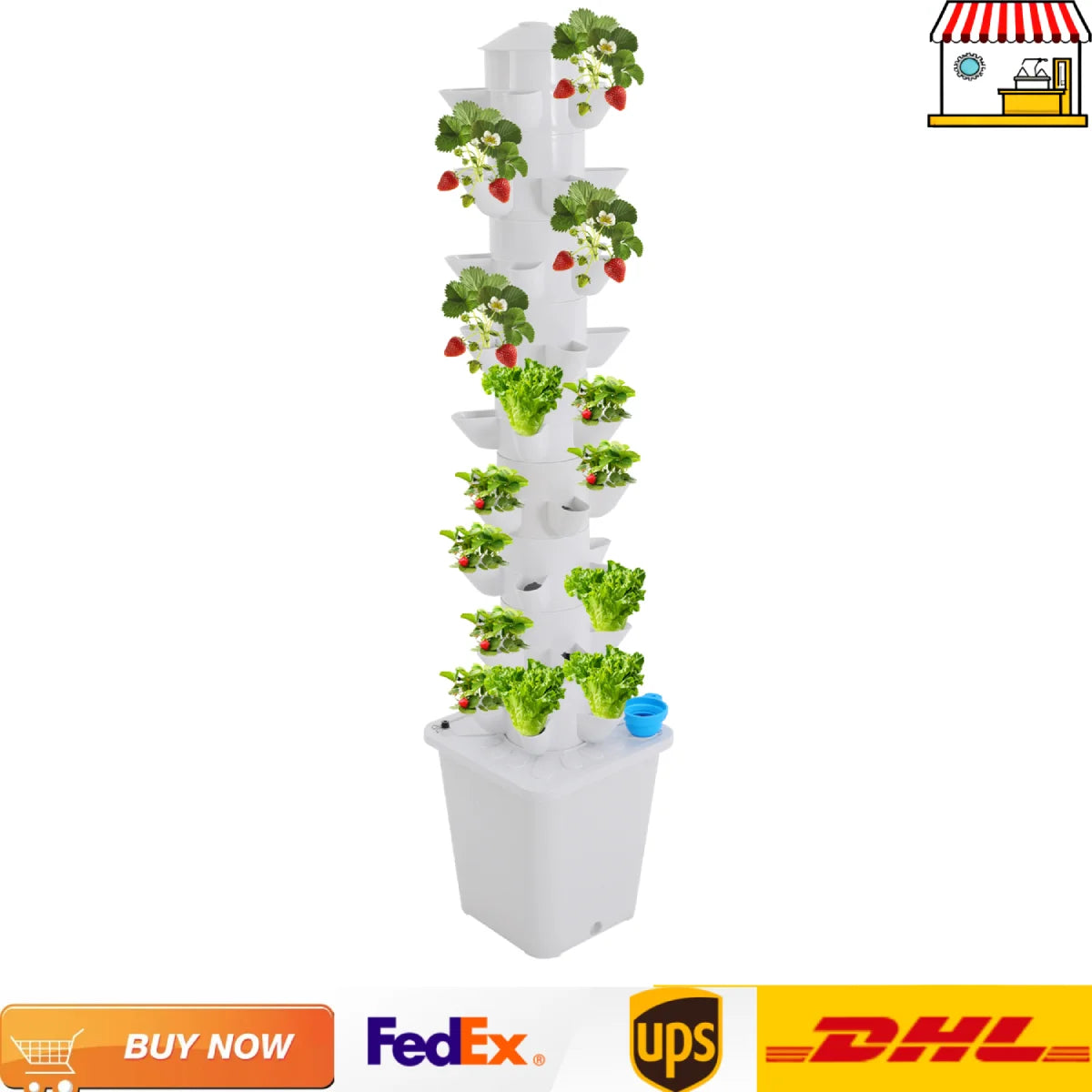 45-Holes Hydroponic Garden Vertical Tower| Hidroponia Growing System Vegetable Planter for Balcony Garden Greenhouse