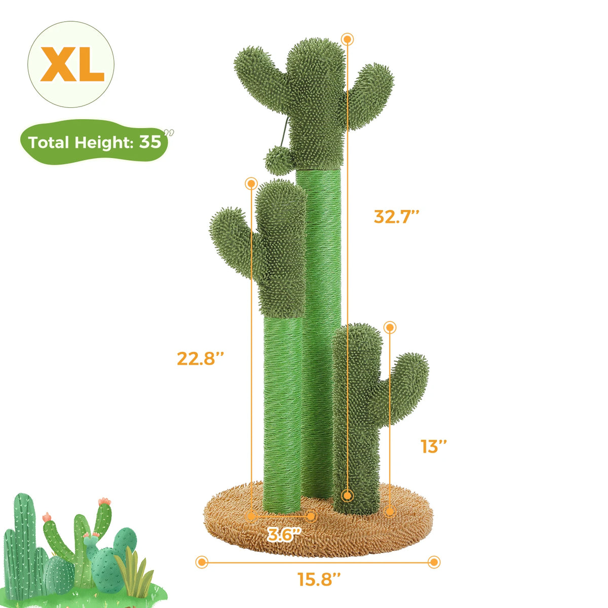 PEQULTI Cactus Cat Tree With Hammock And Scratch Platform