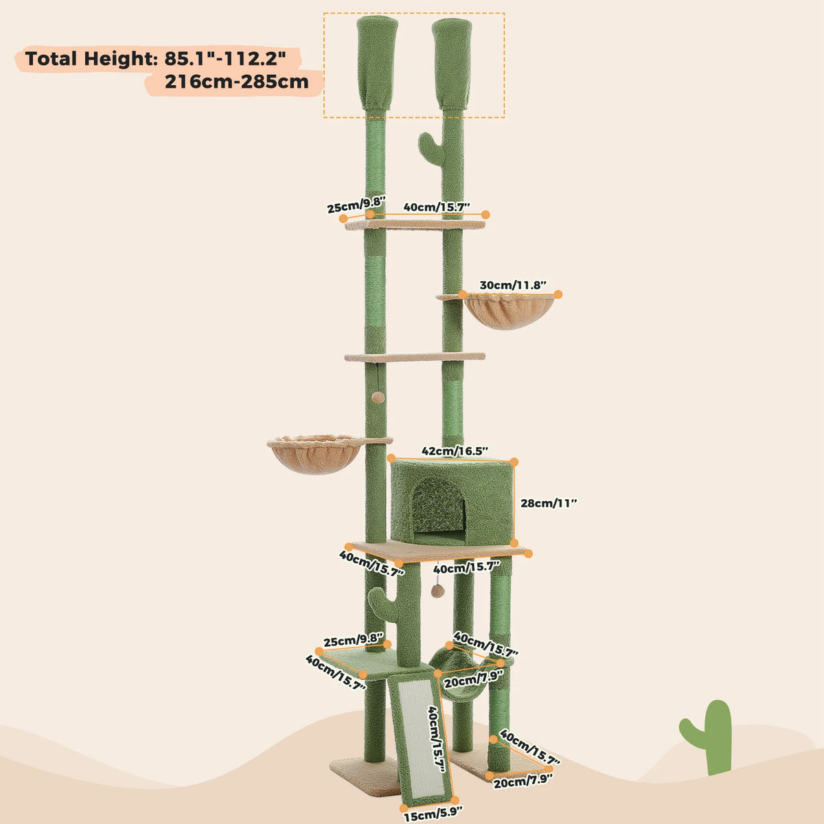 PAWZ Road Adjustable Height Floor To Ceiling Cat Tower