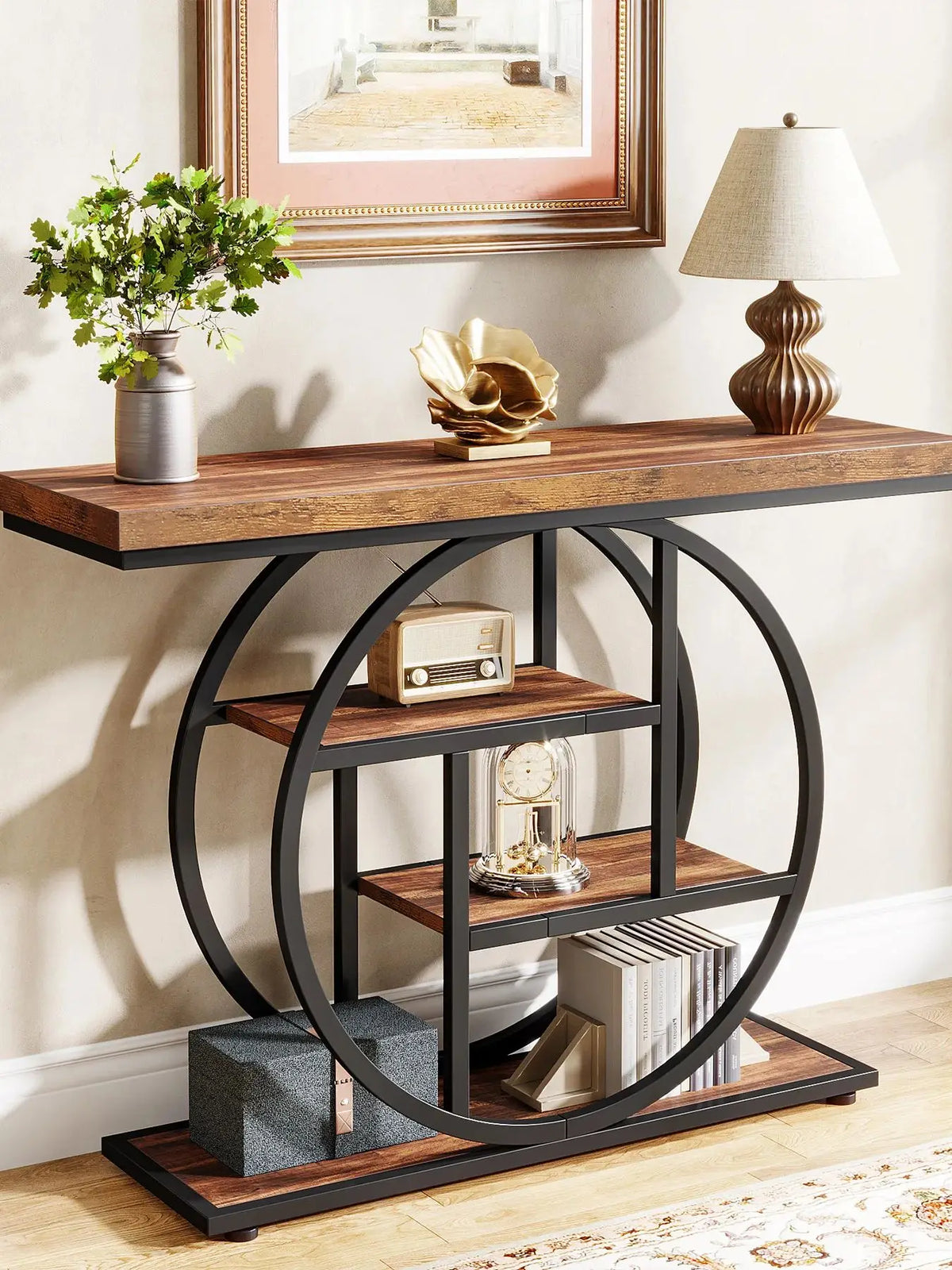 Tribesigns 4 Tier Metal Console Table Entryway Living Room Storage