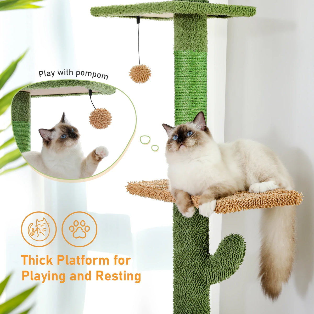 Pawz Road 5 Tier Cactus Cat Tower With Hammock Scratcher