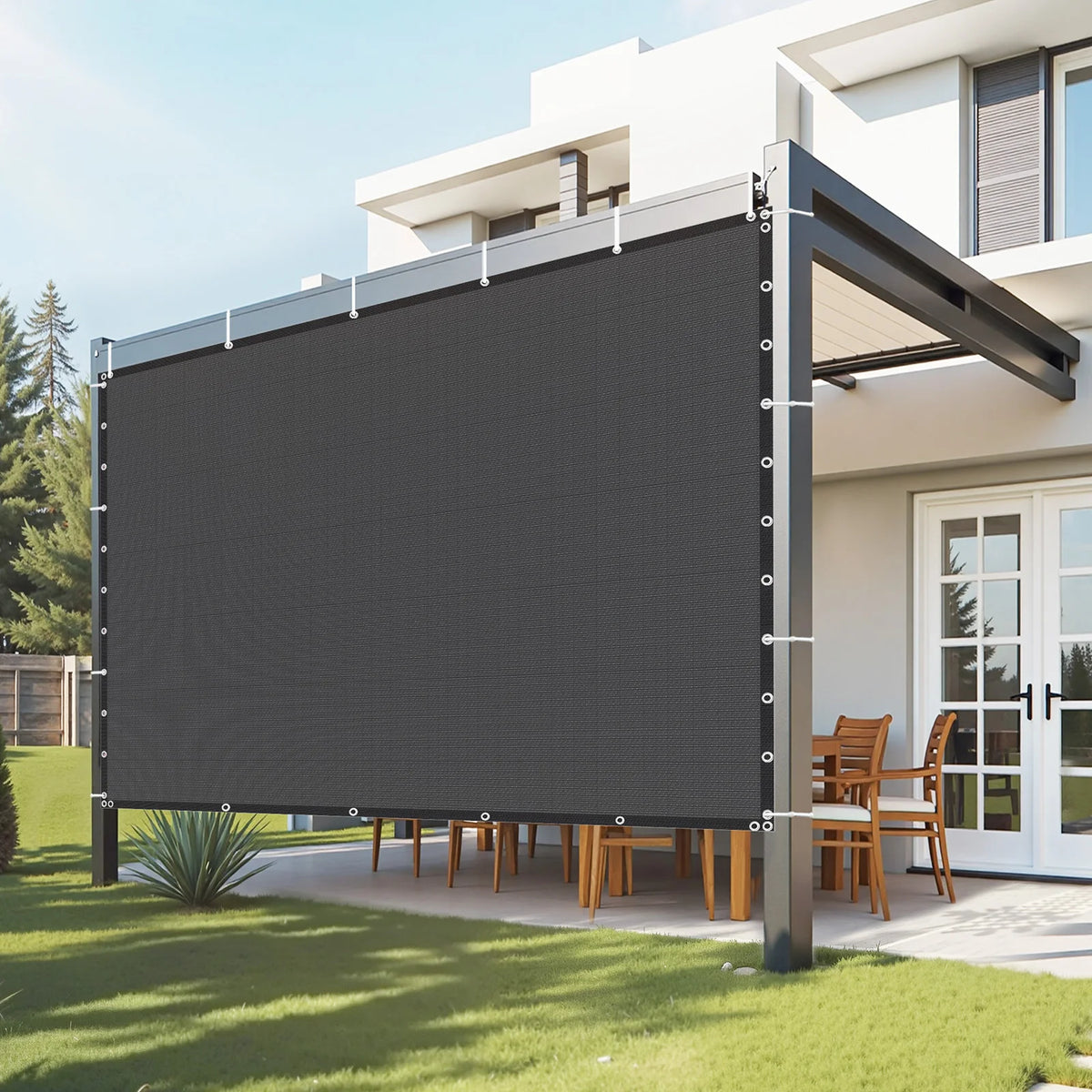 SucceBuy 90% Sun Shade Cloth 10x10/12/20ft Pergola Shade Cover 140 GSM HDPE Canopy Privacy Screen for Outdoor Garden Backyard