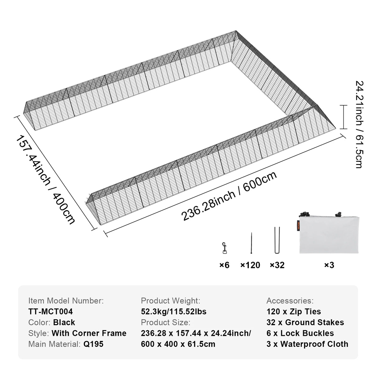 SucceBuy Portable Chicken Tunnels With Corner Frames for Yard